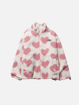 Double-Sided Warm Lined Coat with Heart Print