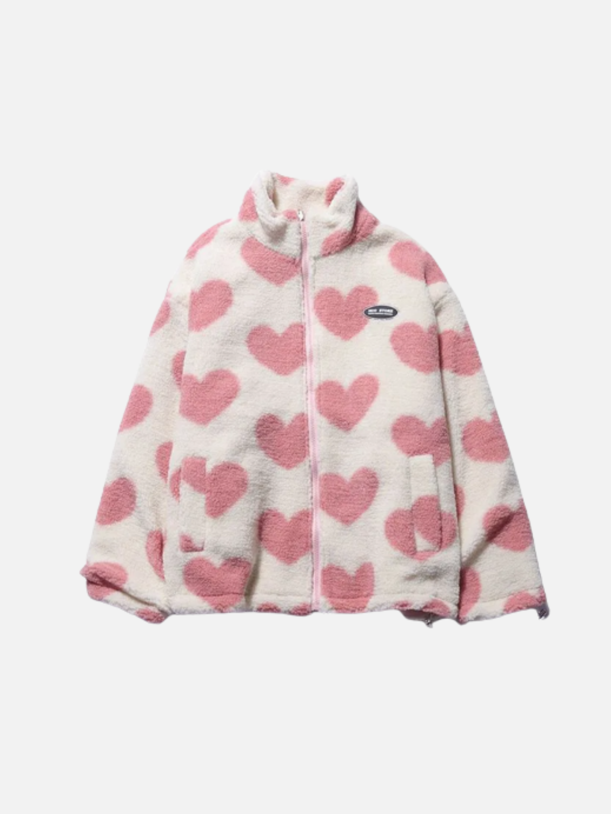 Double-Sided Warm Lined Coat with Heart Print