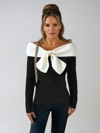 V-neck Jumper with a Bow