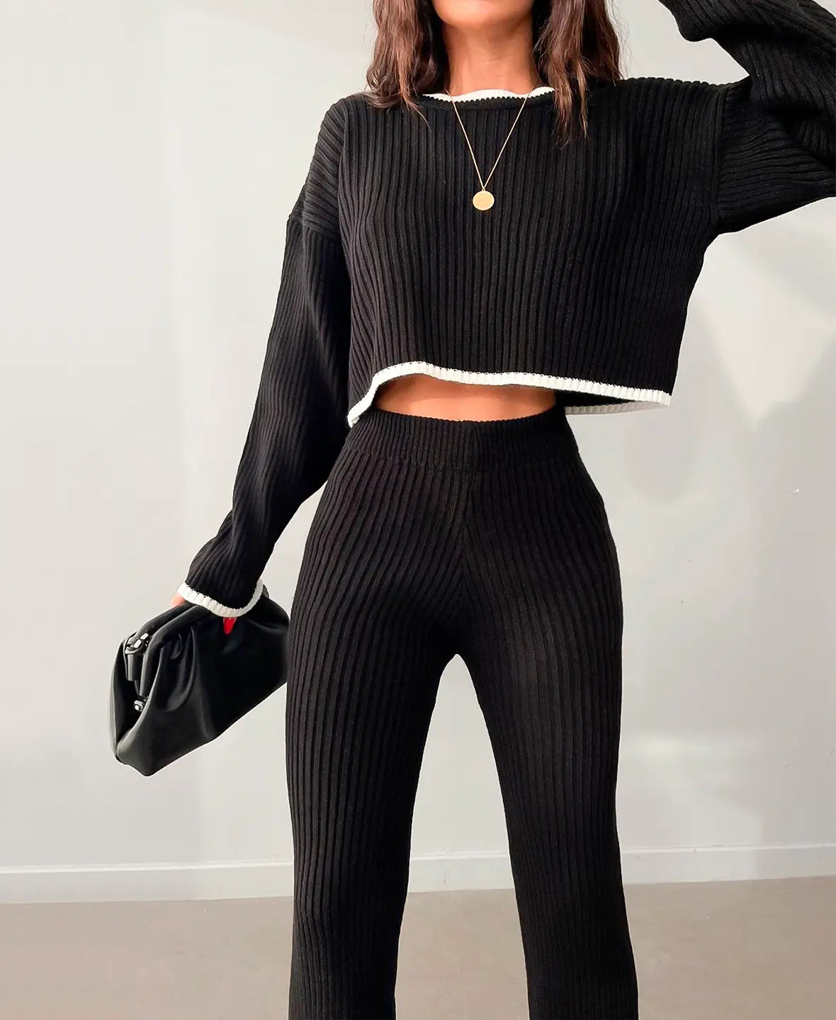 Sasha I Ribbed Cropped Knitted Set