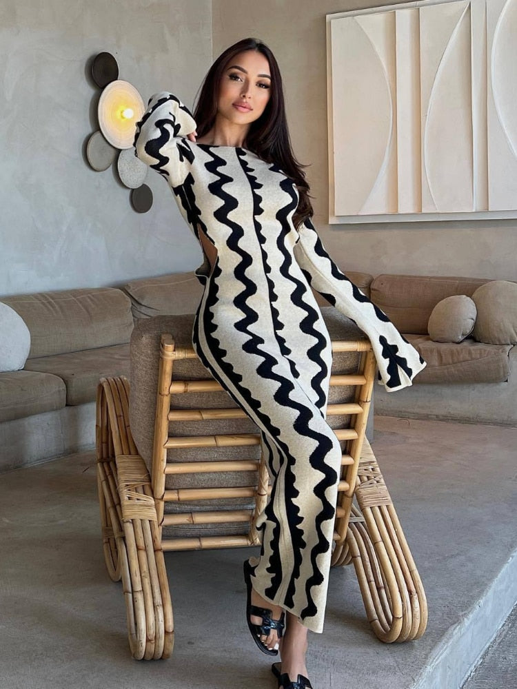 Priya I Long-Sleeve Knit Maxi Dress